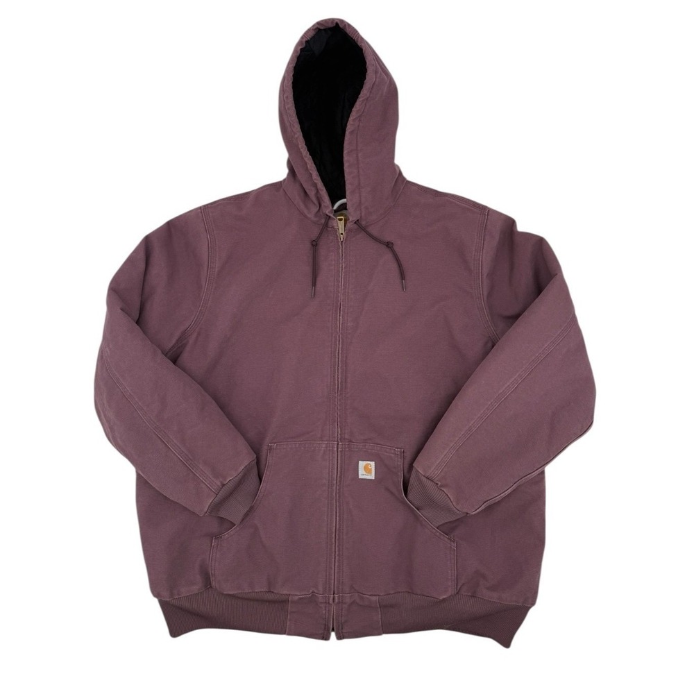 CARHARTT WJ130 UNISEX Purple Washed Duck Quilted Lined ACTIVE Jacket Coat Hood